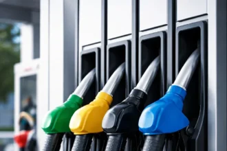 Akaryakıt pompa fiyatları gösteren görsel, motorin ve benzin etiketleri