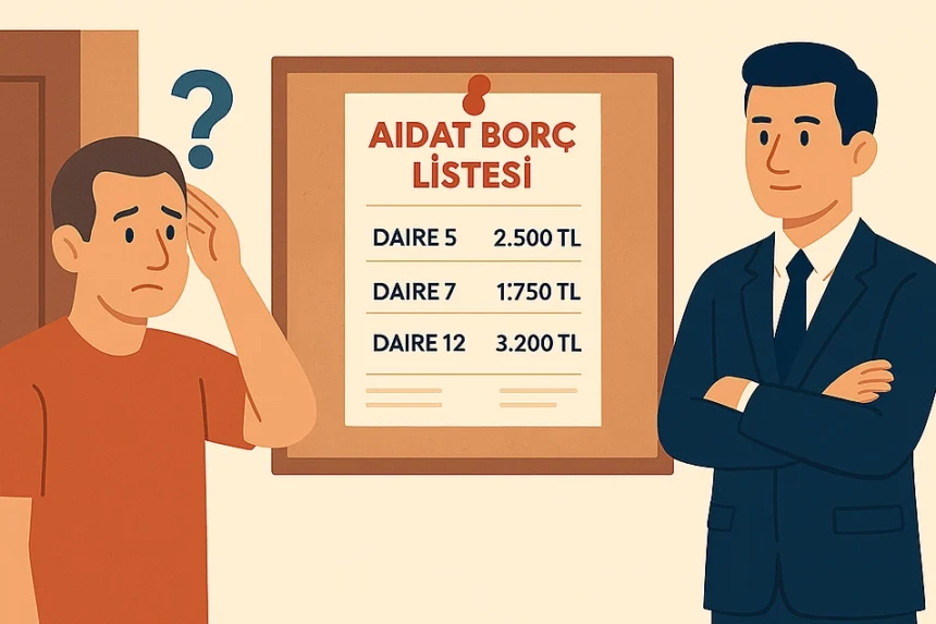 KVKK'nın apartman ve sitelerdeki aidat borç listelerinin ortak alanlara asılmasını yasakladığına dair haber görseli