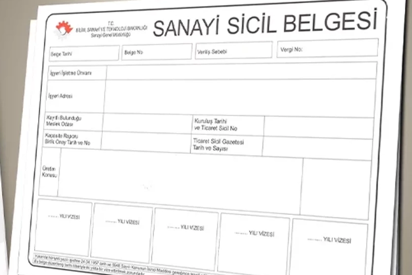 Sanayi Sicil Tebliği'nin güncellenmesiyle ilgili başvuru ve kayıt şartlarındaki değişiklikleri gösteren görsel