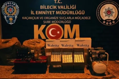 Bilecik'te düzenlenen operasyonda ele geçirilen kaçak makaron ve tütünler