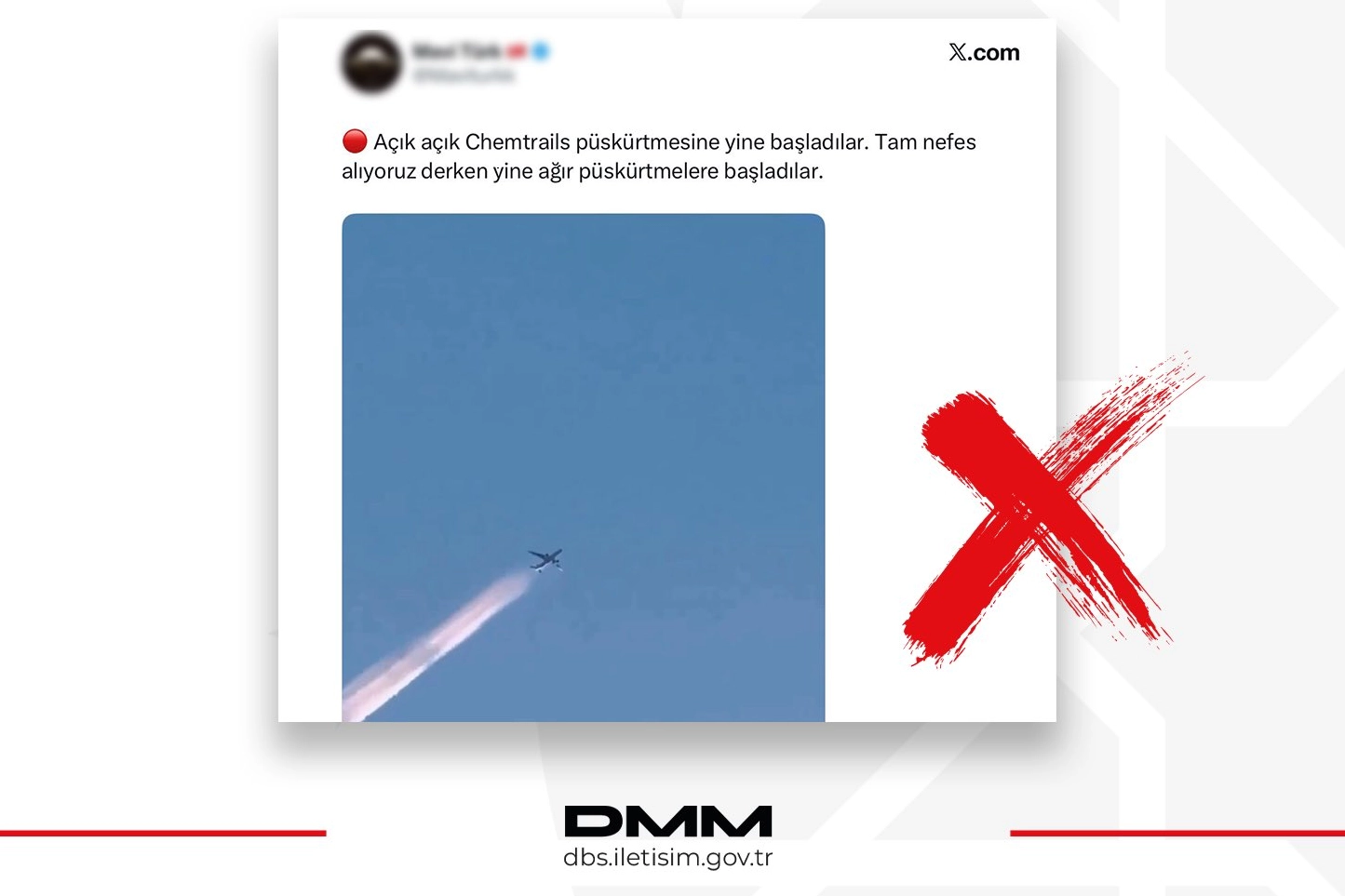 DMM, uçaklarla kimyasal püskürtme yapıldığı iddialarını yalanlayarak, görüntülerin doğal uçak kuyruk izleri olduğunu açıkladı.