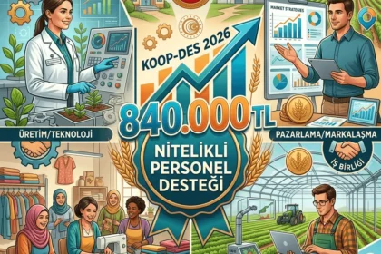 Kadın kooperatiflerine sağlanan personel desteği miktarının 840 bin TL'ye yükseltildiğini gösteren görsel