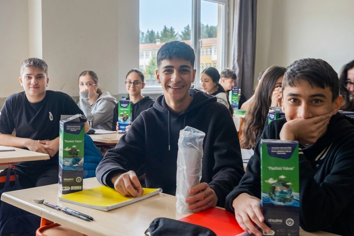 Yıldırım Belediyesi'nin 'Plastiksiz Yıldırım' projesi kapsamında öğrencilere dağıtılan çelik mataralar ve okullara kurulan arıtma sistemleri