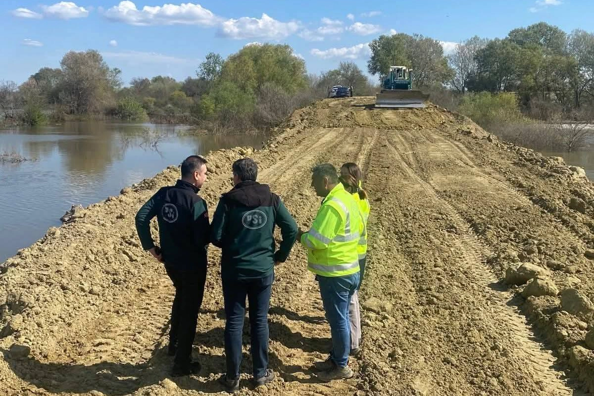 Sarıcaali Ovası'nda DSİ ekiplerinin Meriç Nehri seddelerinde yürüttüğü kapsamlı onarım çalışmaları