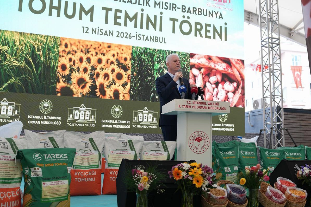 İstanbul'da çiftçilere dağıtılacak olan 84 ton tohumu gösteren görsel.