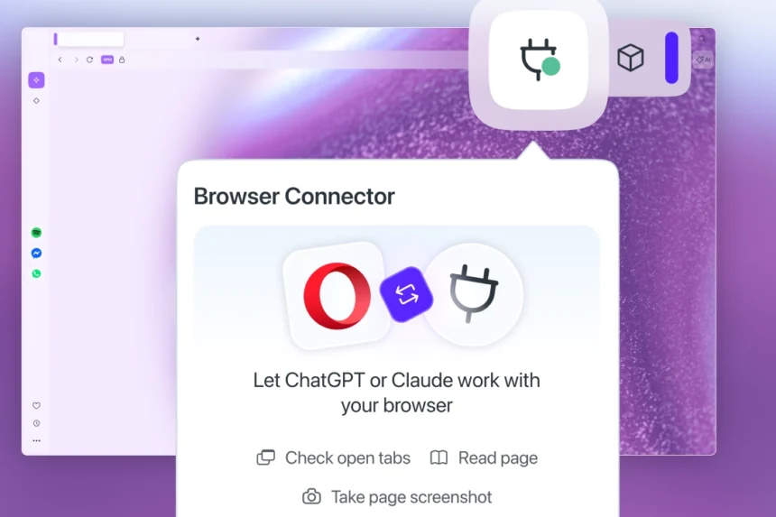 Opera tarayıcı arayüzünde yapay zeka sohbet penceresi